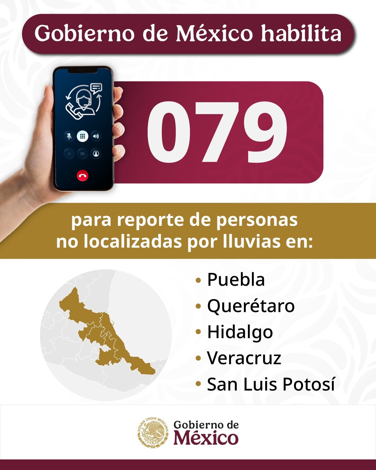 Línea de emergencia de desaparecidos tras lluvias