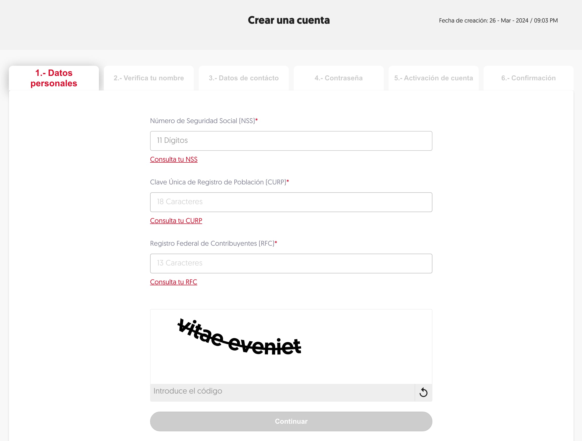 Debes llenar todos los datos que te piden para crear tu cuenta Mi Infonavit y poder sacar una cita virtual