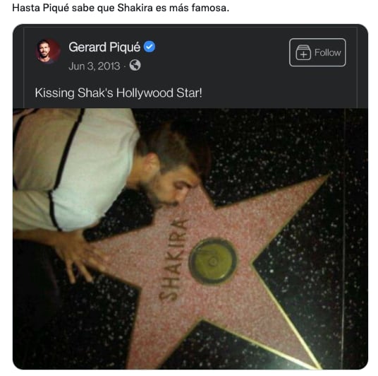 Usuarios defienden popularidad de Piqué frente a la de Shakira