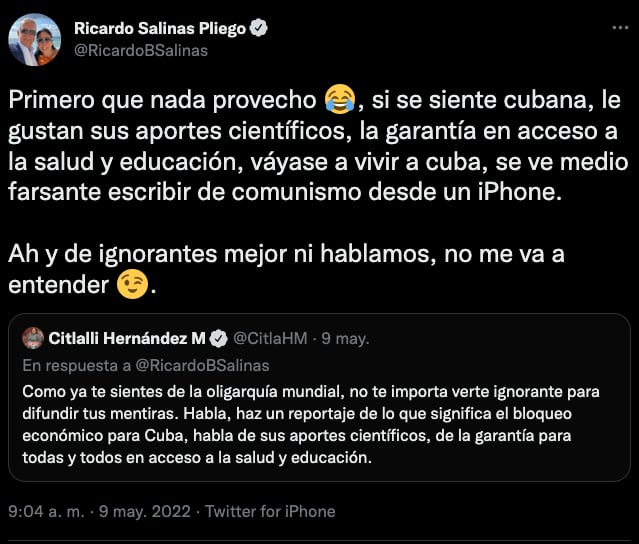 Ricardo Salinas Pliego y Citlalli Hernández