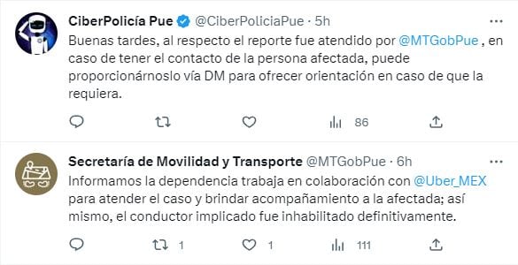 Conductor de Uber ya fue inhabilitado; Gobierno de Puebla y Uber atienden el caso