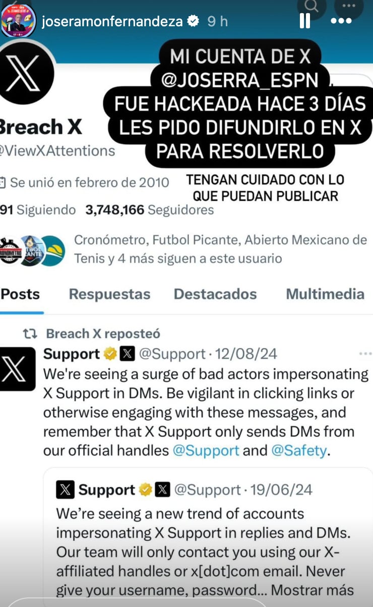 Hackean redes de José Ramón Fernández y pide ayuda