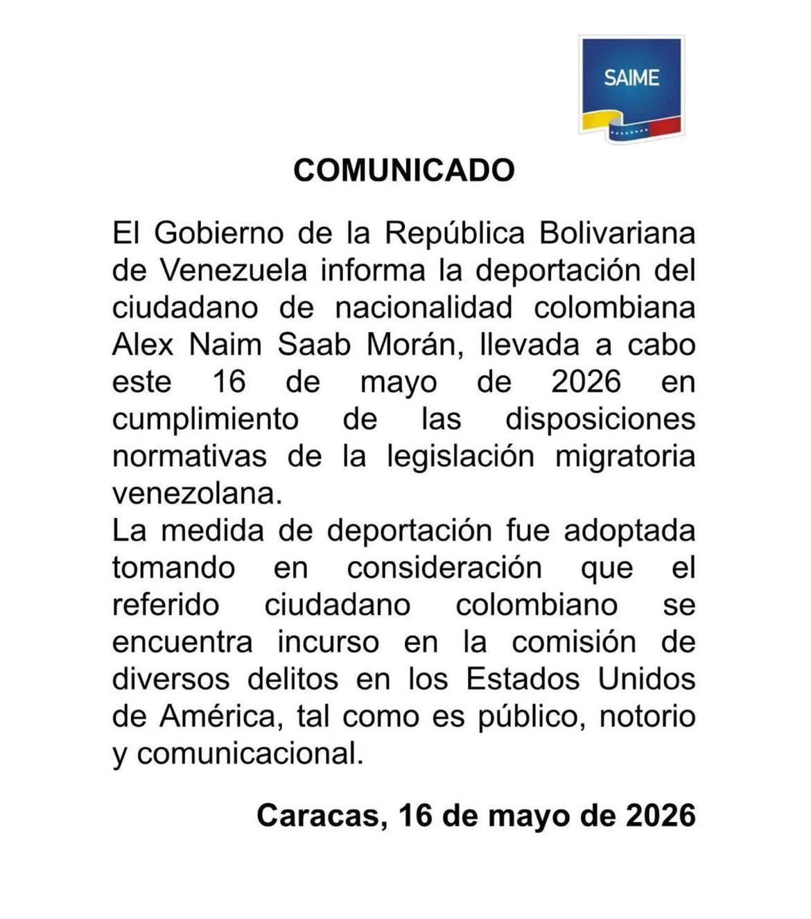 Venezuela confirma extradición de Alex Saab a Estados Unidos