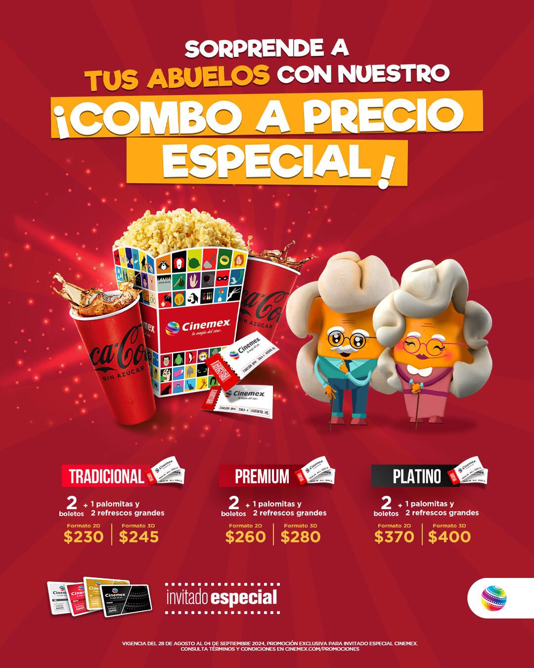 Combo del Día de los Abuelos en Cinemex