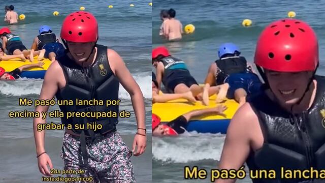 Le pasa una lancha por encima pero la señora prefirió grabar a su hijo