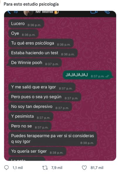 Conversación sobre el test de patología de Pooh