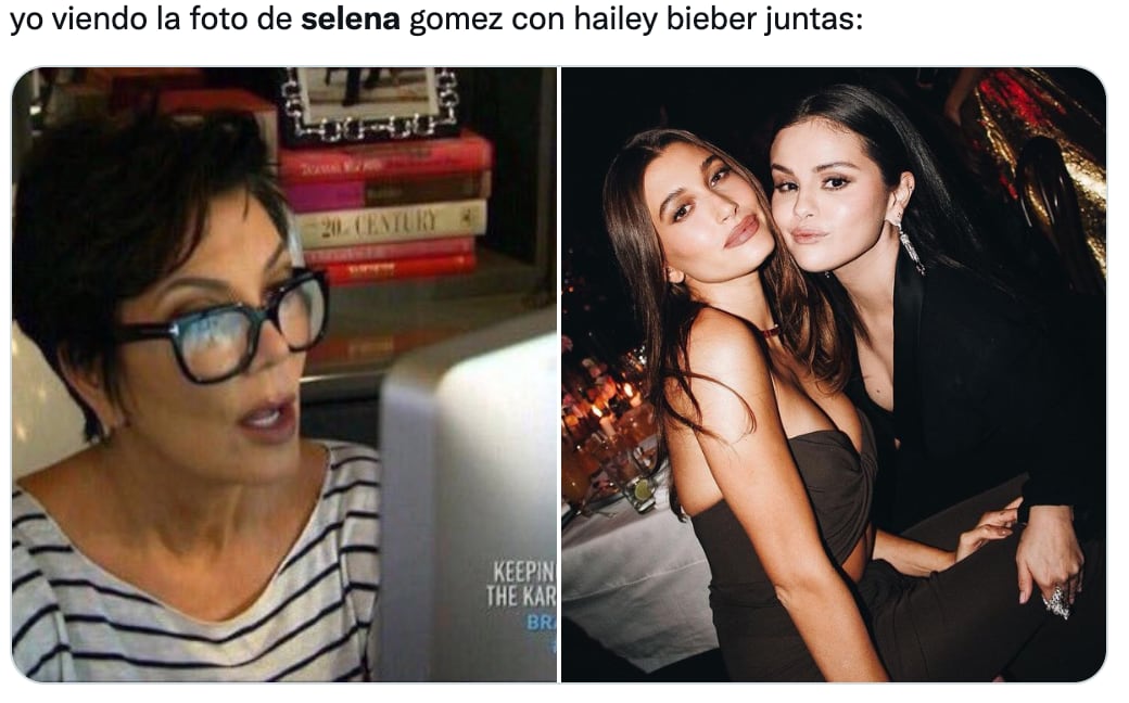 memes de la foto entre Hailey Bieber y Selena Gomez