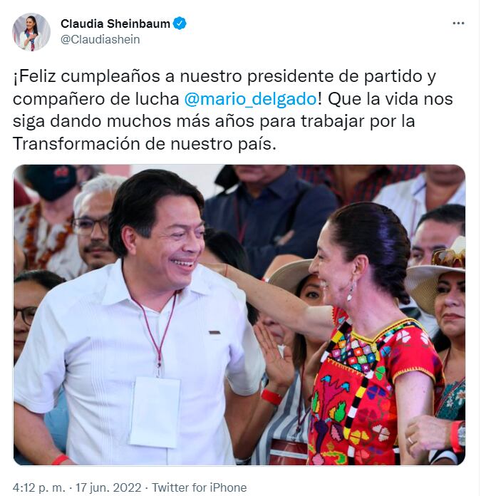 felicitaciones de cumpleaños a Mario Delgado, dirigente nacional de Morena
