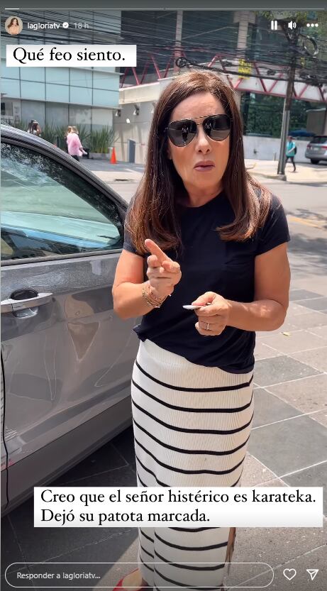 Gloria Calzada: Su coche fue golpeado por un karateca.