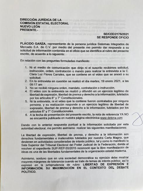 Contestación al exhorto