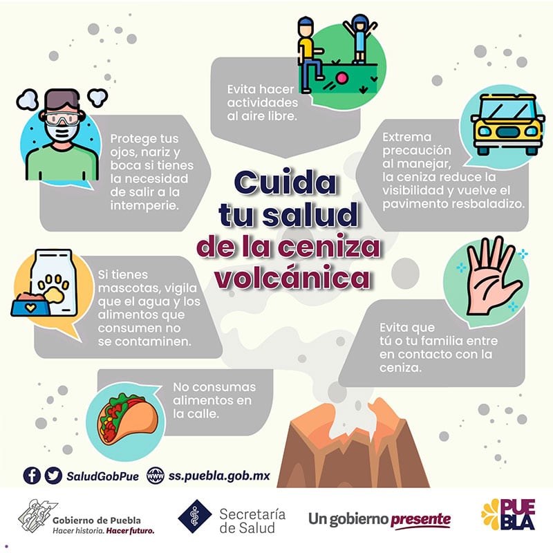 Exposición constante a la ceniza del Popocatépetl puede dañar la salud.