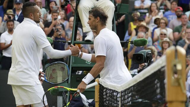 Nadal despidiendo a Kyrgios de Wimbledon