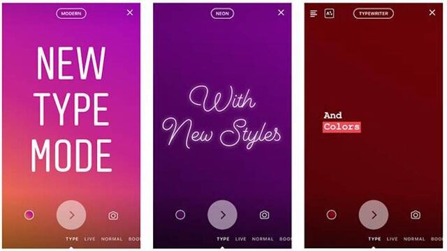 Nuevo Modo 'Texto' de Instagram Stories.