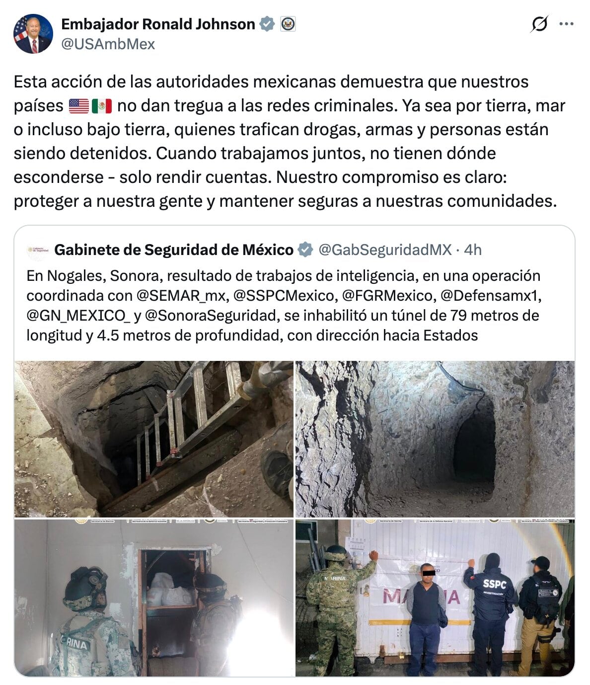 Ronald Johnson sobre el Túnel entre Nogales y Estados Unidos