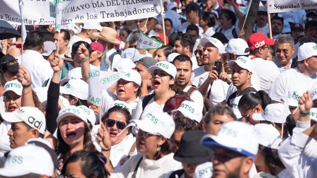 Miembros del Sindicato Nacional de Trabajadores del Seguro Social.
