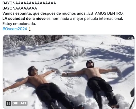 Memes festejan a La sociedad de la nieve por sus nominaciones al Oscar 2024
