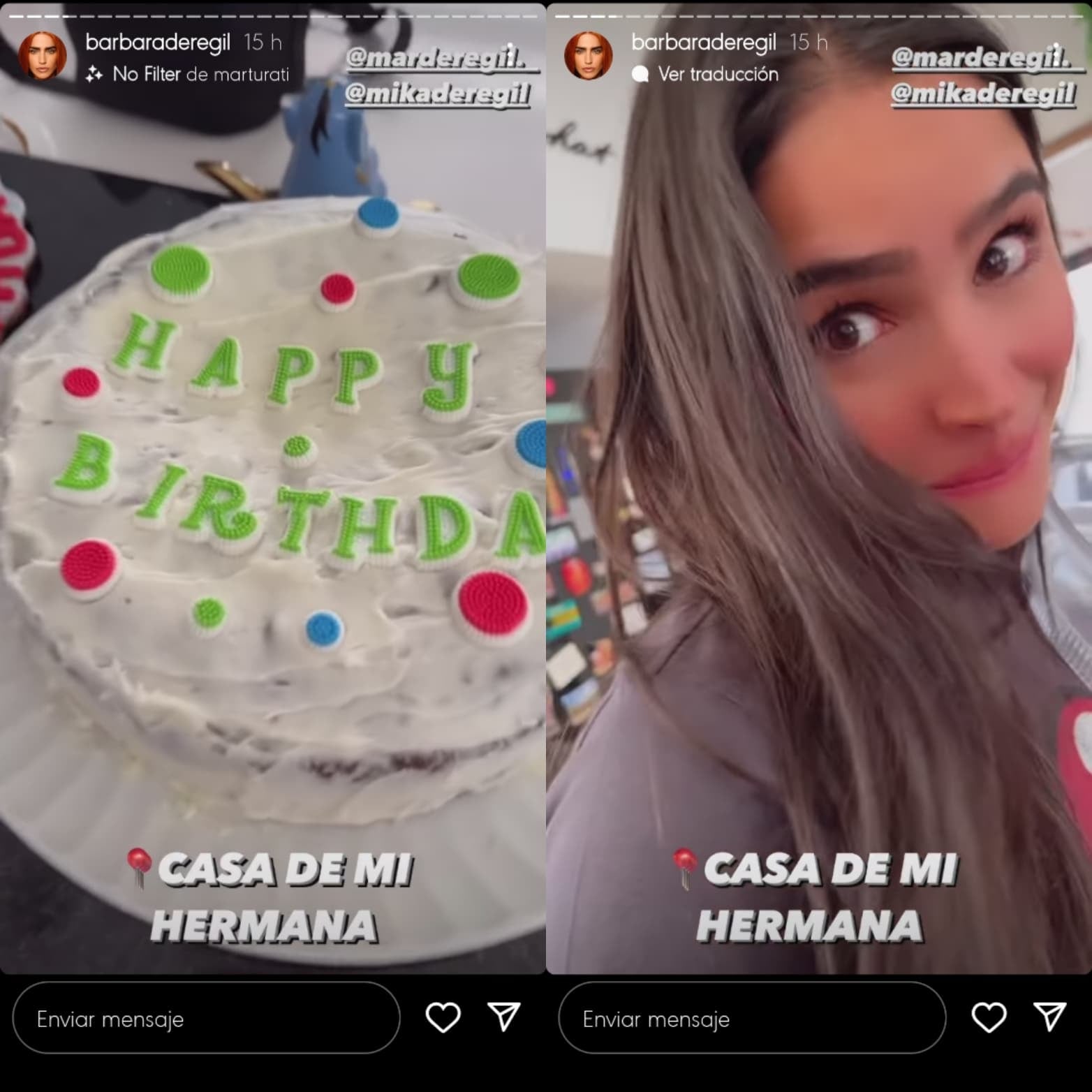 Bárbara de Regil expone el pastel "horrible" de su hermana Mika de Regil.