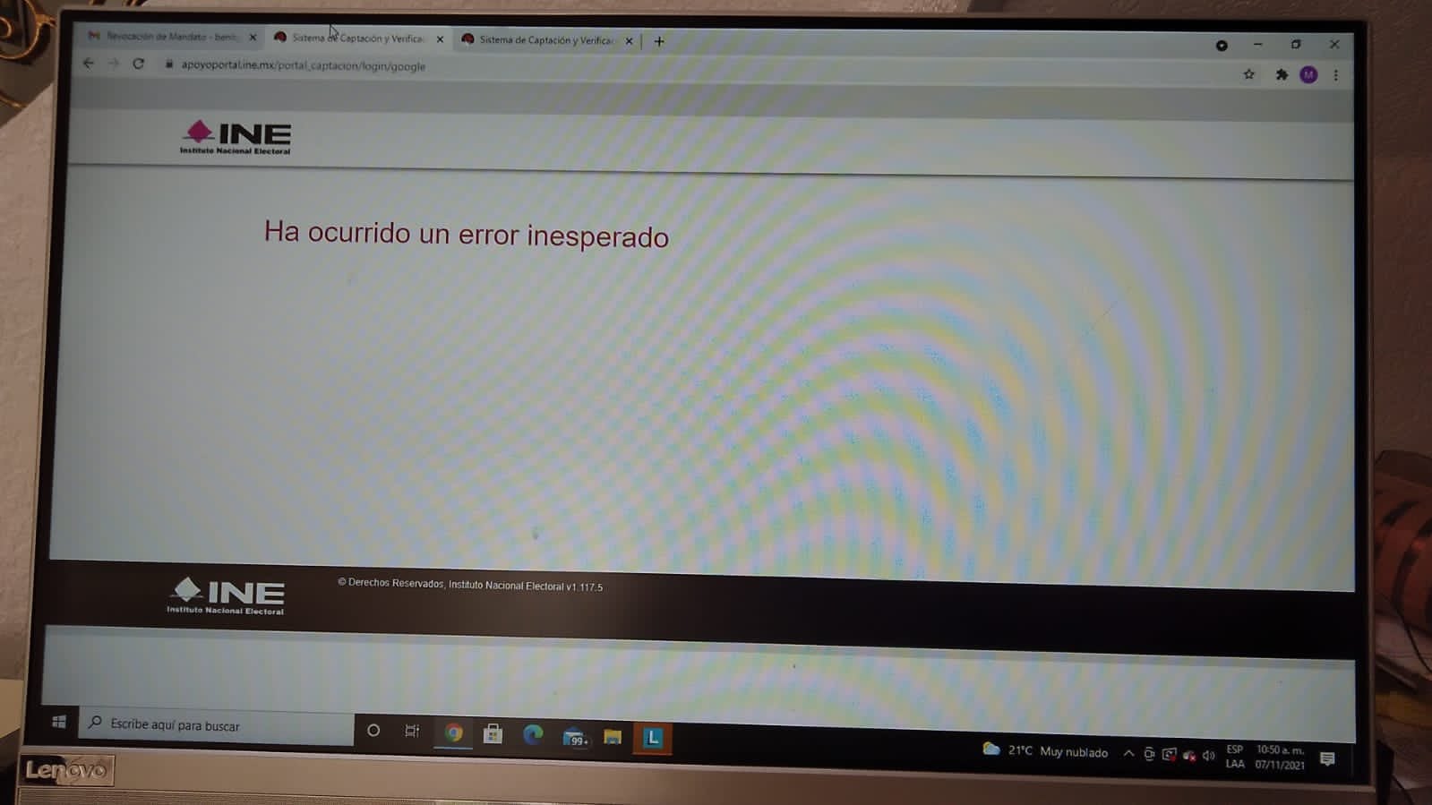 Fallas en la página de la revocación del mandato