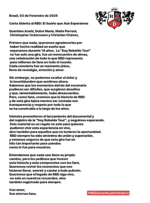 Carta a RBD
