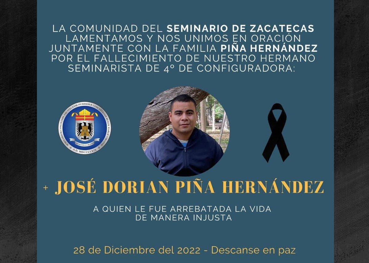 Diócesis de Zacatecas lamenta muerte de seminarista
