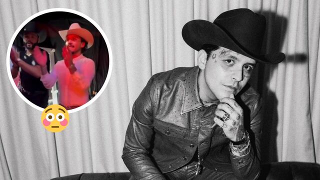 Christian Nodal se pone a bailar con Leonardo Aguilar mientras Ángela Aguilar canta en su concierto.