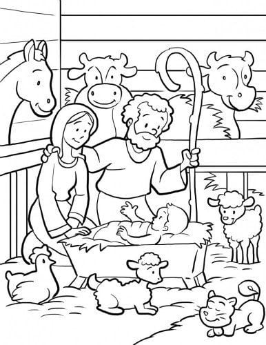 Dibujos de nacimiento de Navidad para colorear