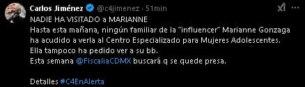 Marianne Gonzaga no ha sido visitada por su familia en la cárcel.