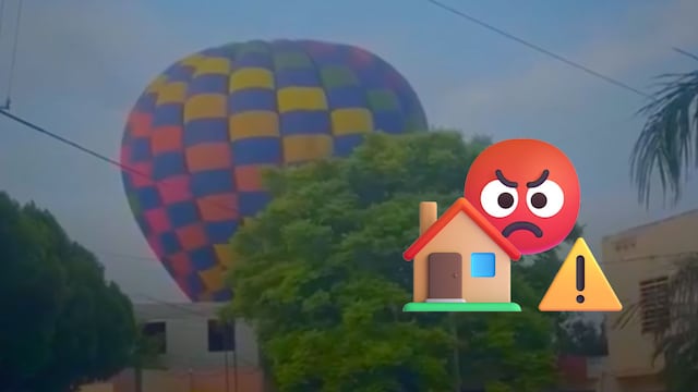 Globo aerostático aterriza en construcción en Nuevo León