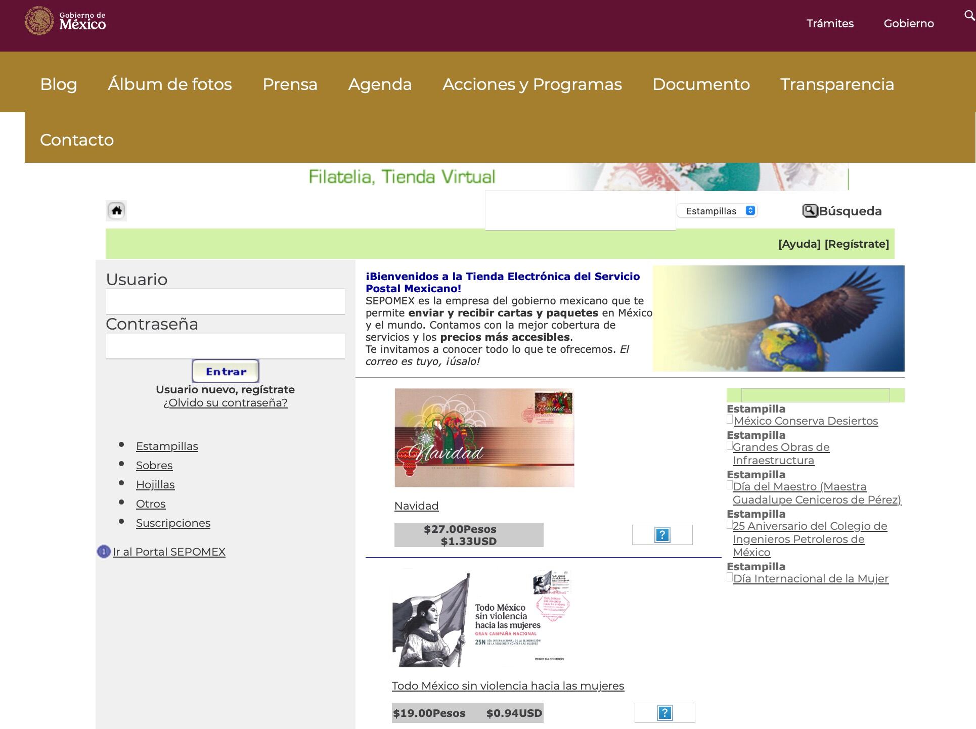 Tienda electrónica del Sepomex