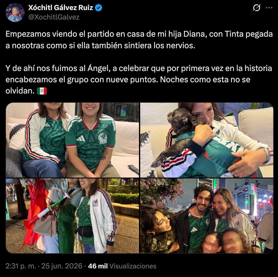 Xóchitl Gálvez celebra el triunfo de México ante Chequia
