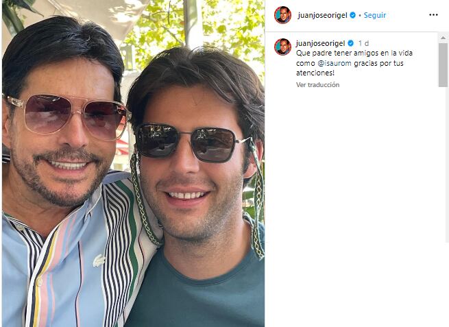 Juan José Origel se muestra con un amigo español.