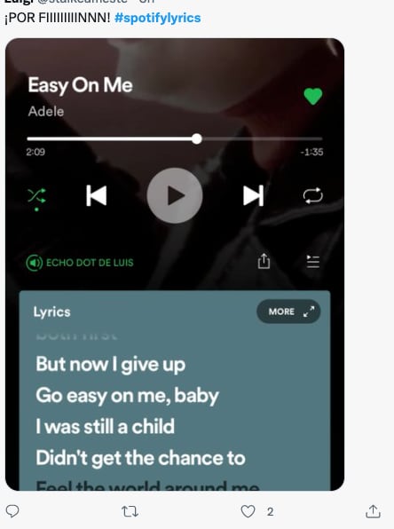 'Letras' de Spotify