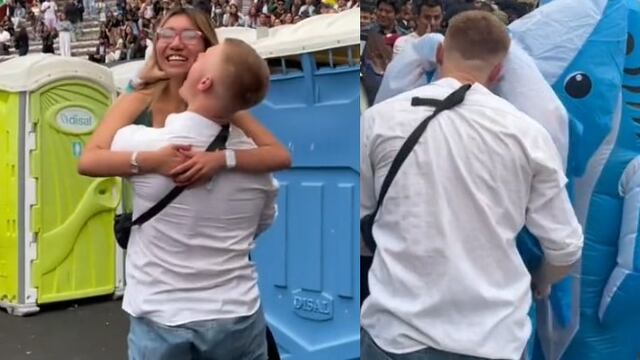 Pareja de novios en concierto de Bad Bunny