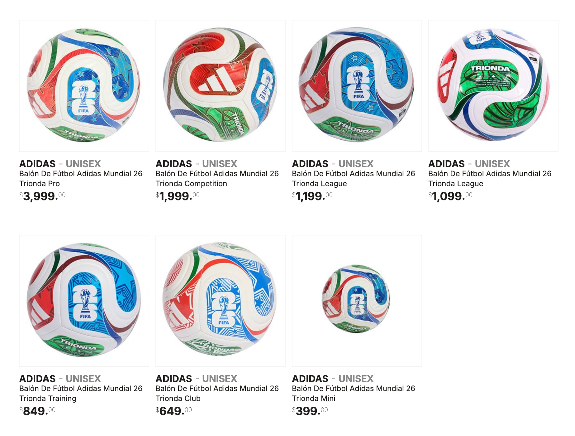 Precio de los balones Trionda del Mundial 2026