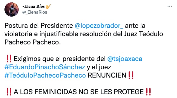 María Elena Ríos exige renuncia de jueces de Oaxaca que liberaron a Juan Vera Carrizal