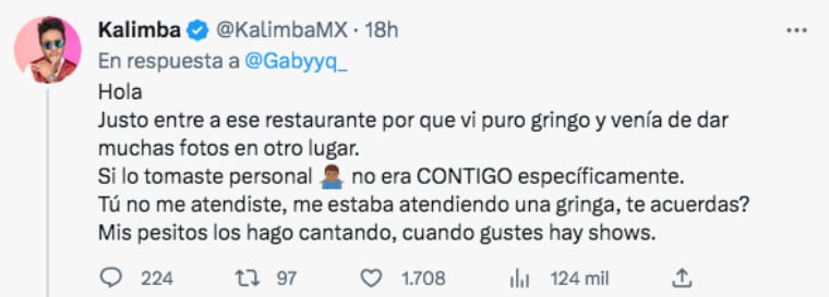 Kalimba responde a fan que lo acusó por "grosero"