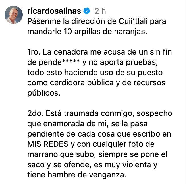 Ricardo Salinas Pliego arremete contra Citlalli Hernández por denuncias del INE