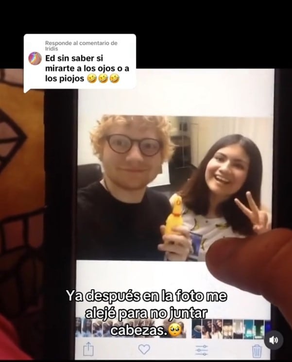 Fan de Ed Sheeran contando historia en TikTok