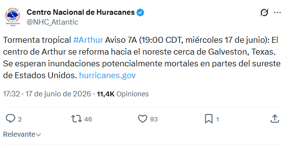 Tormenta Tropical “Arthur”