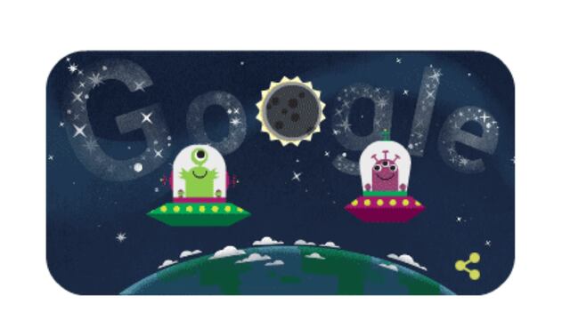 El nuevo doodle que conmemora el eclipse total de sol.