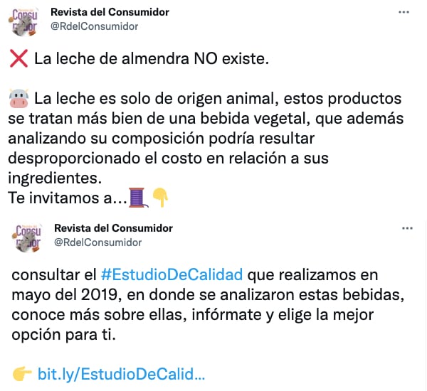 Profeco sobre la "leche de almendra"