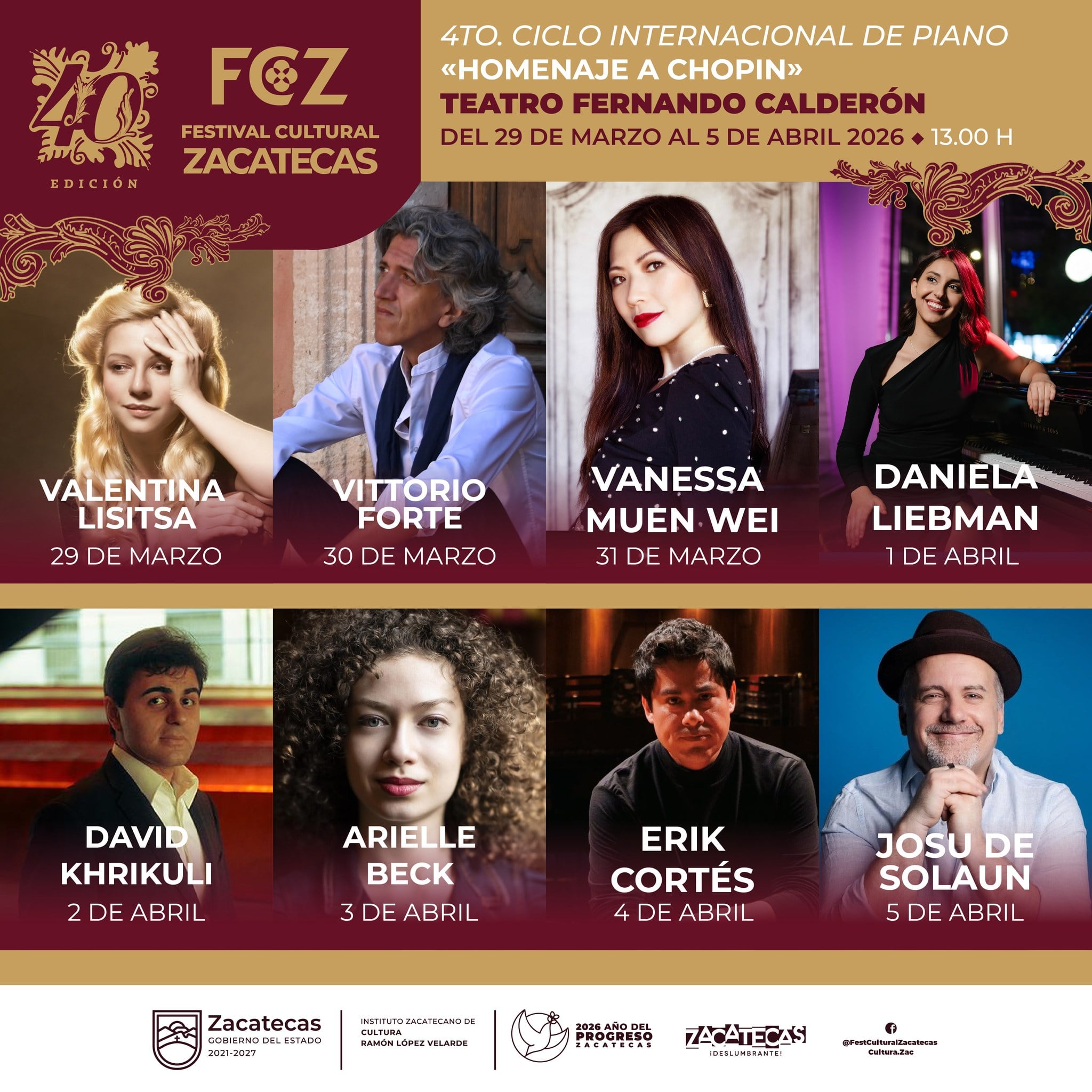 Cartelera del Festival Cultural Zacatecas 2026: artistas, fechas y boletos