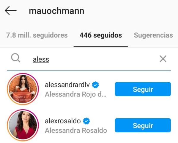 Mauricio sigue en IG a Alessandra Rosaldo