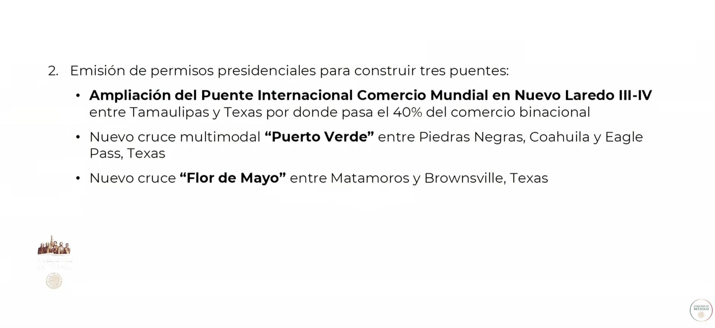 Puentes fronterizos en México y Texas