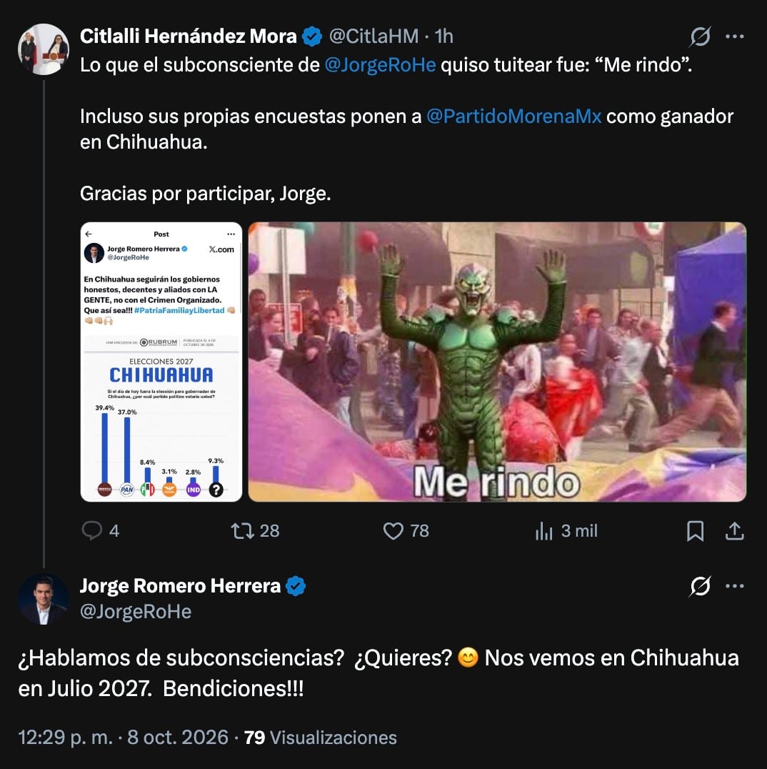 Morena se burla del PAN y presume ventaja rumbo a la gubernatura de Chihuahua