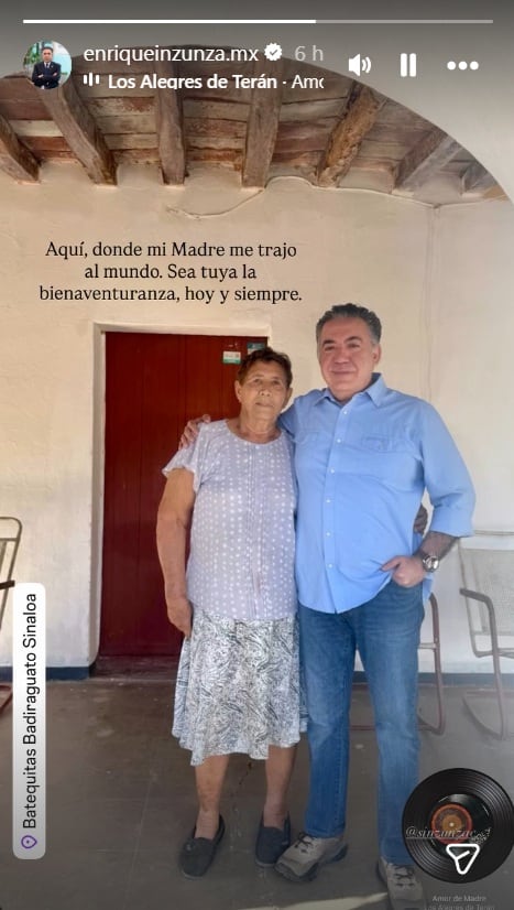 Inzunza reaparece con mensaje por el Día de la Madres