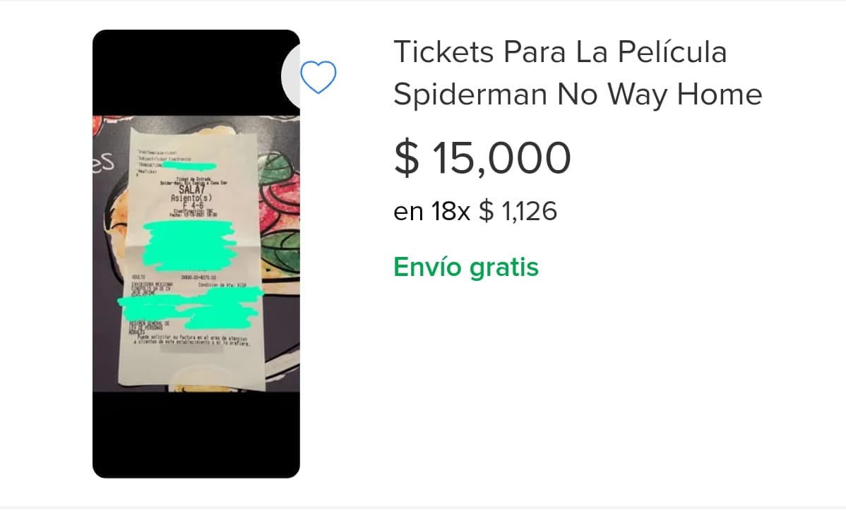 Reventa boletos Spider-Man