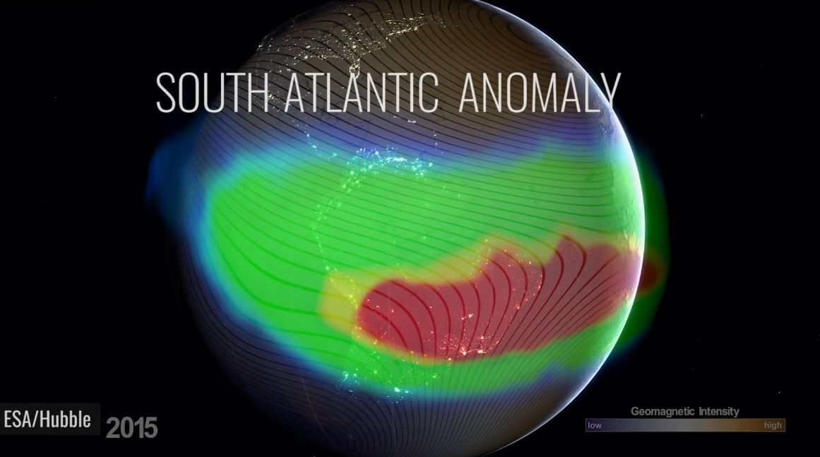 Anomalía del Atlántico Sur en el campo magnético de la Tierra detectada por la NASA