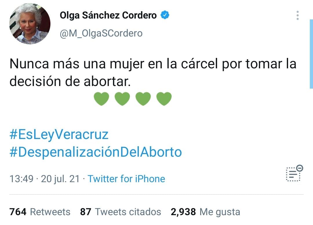 Mensaje de Olga Sánchez Cordero