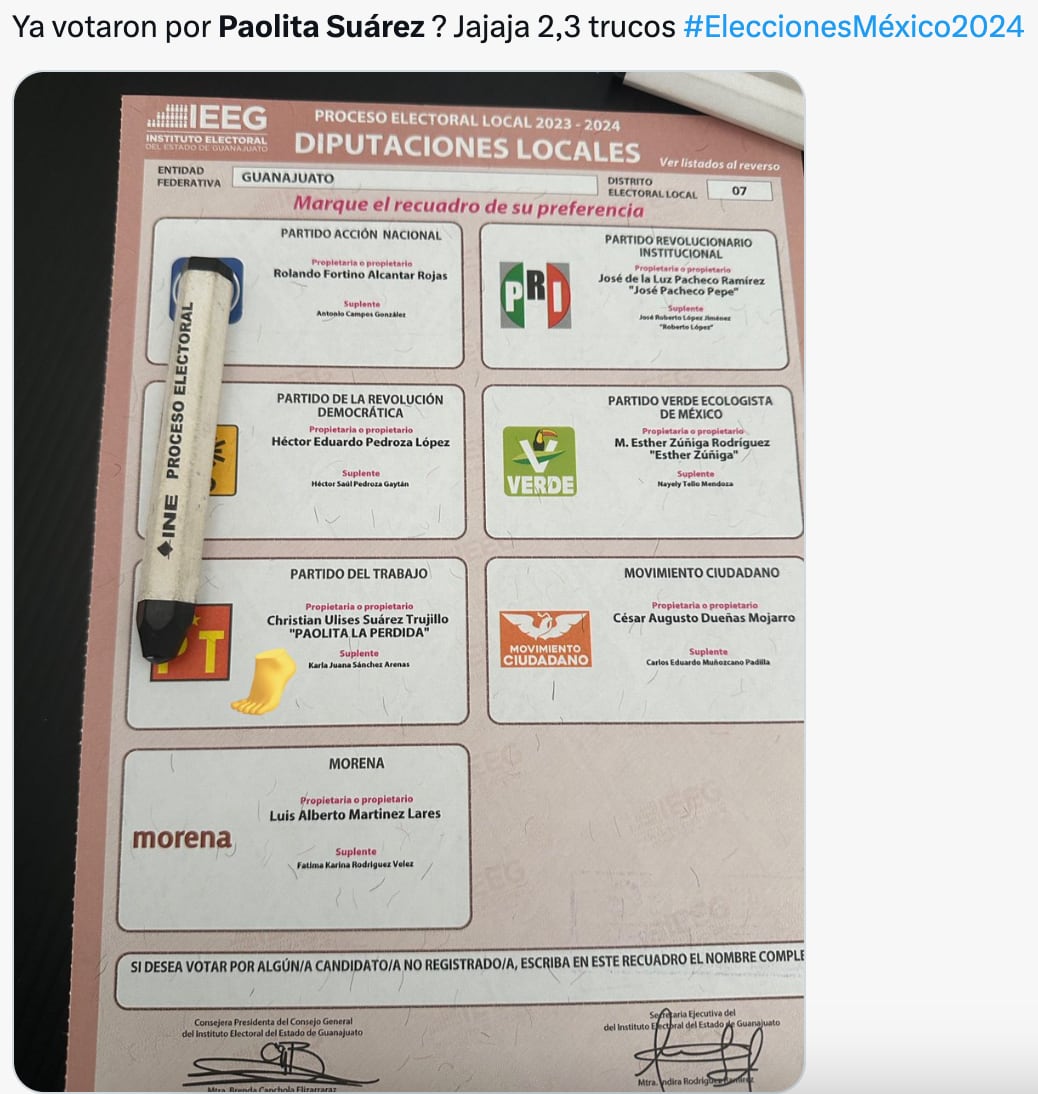 Fans de Votos Paolita Suárez presumen su voto en las elecciones Guanajuato 2024